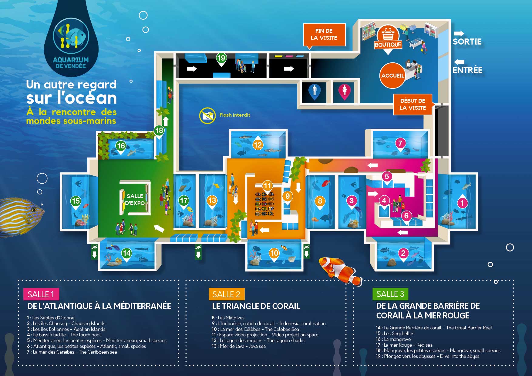 Aquarium aux requins, raies et autres téléchargez le plan de l'aquarium